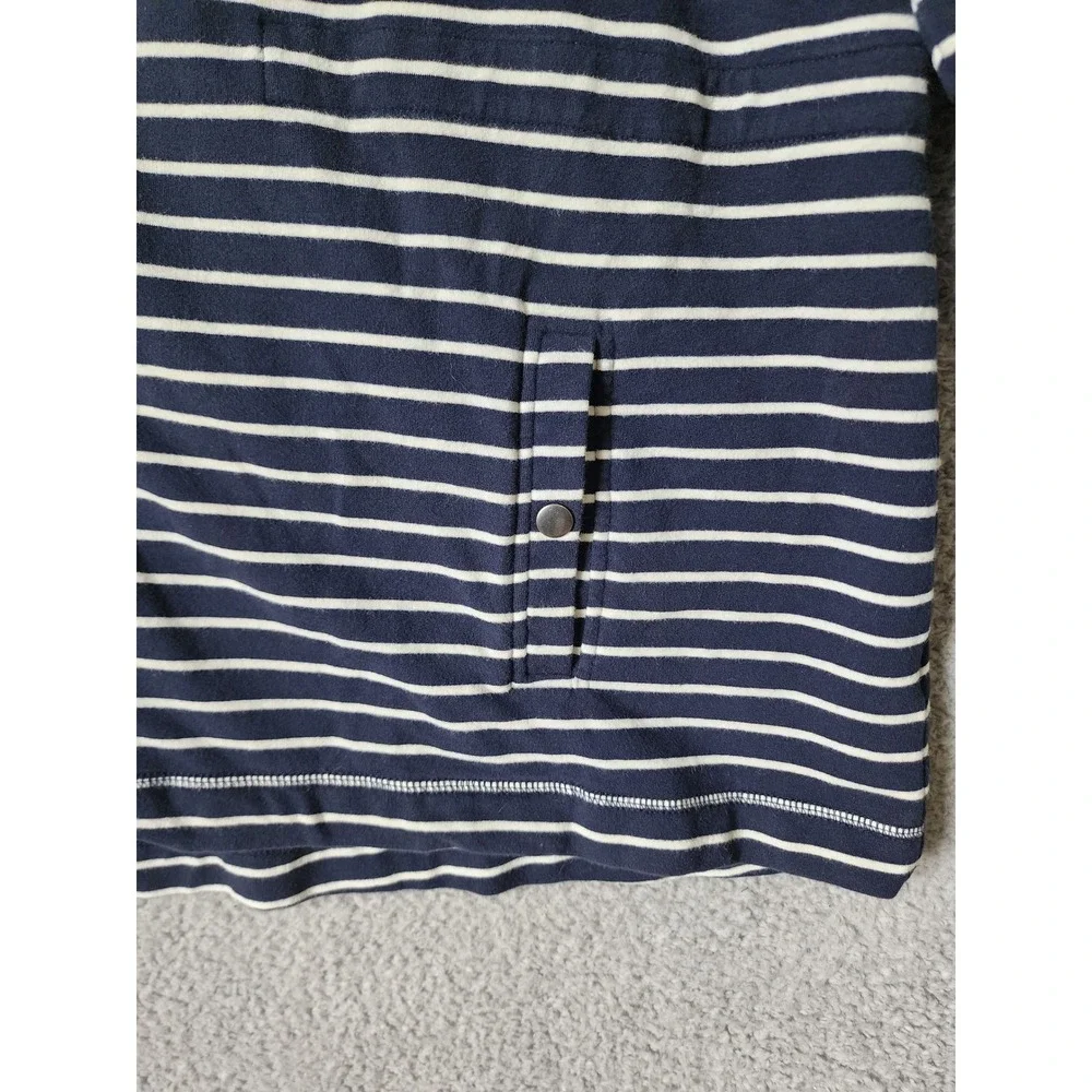 L.L. Bean Snap Front Hoodie Women 3X Blue White Striped Cotton Blend 502733 - Picture 5 of 11